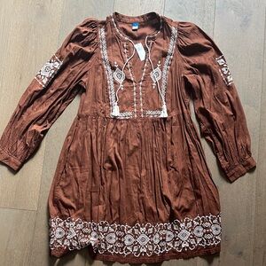 Old Navy Brown Embroidered Dress